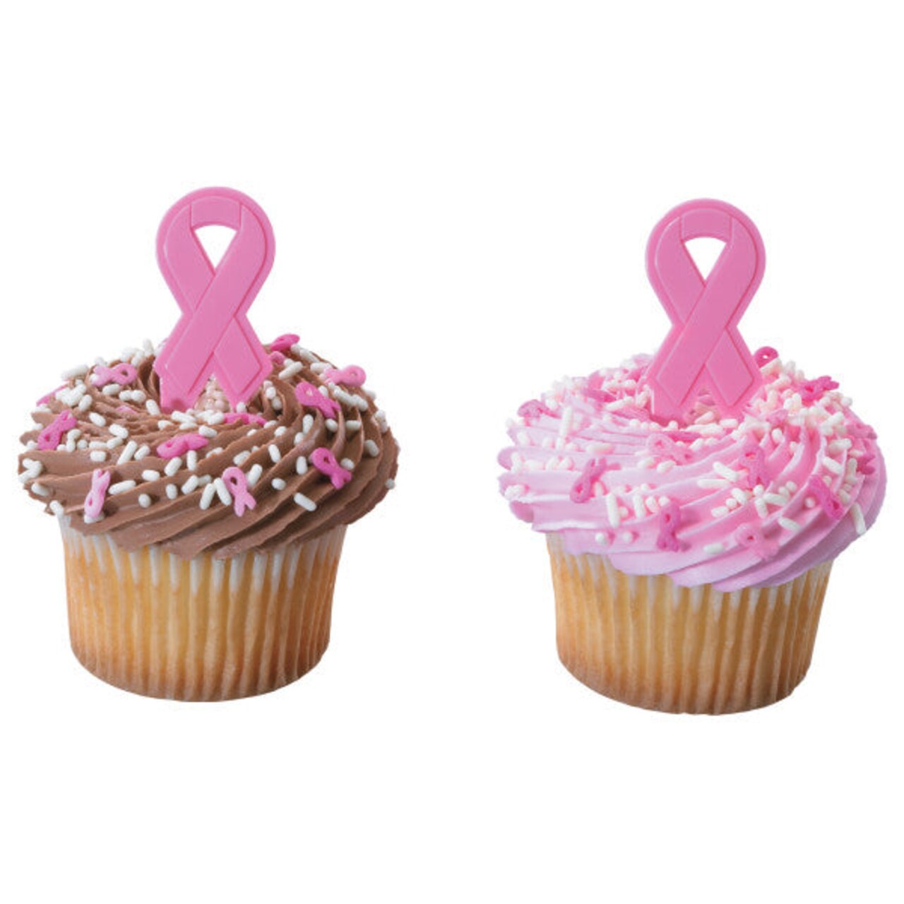 Breast Cancer Awareness Pink Ribbon® DecoPics® Cupcake Decoration, 12ct